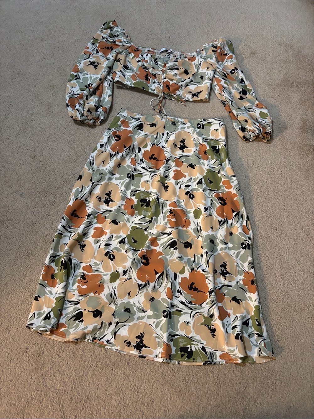 2 piece top and skirt set